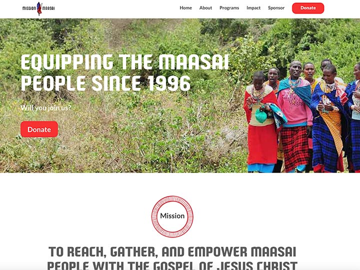 Mission Maasai. Web design services for non profits_